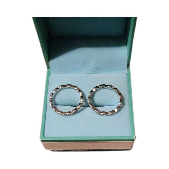 Gorgeous 925 Sterling Thin Scalloped Sim Diamond Stack Band Rings/Ring Guards #8 - Picture 3 of 4